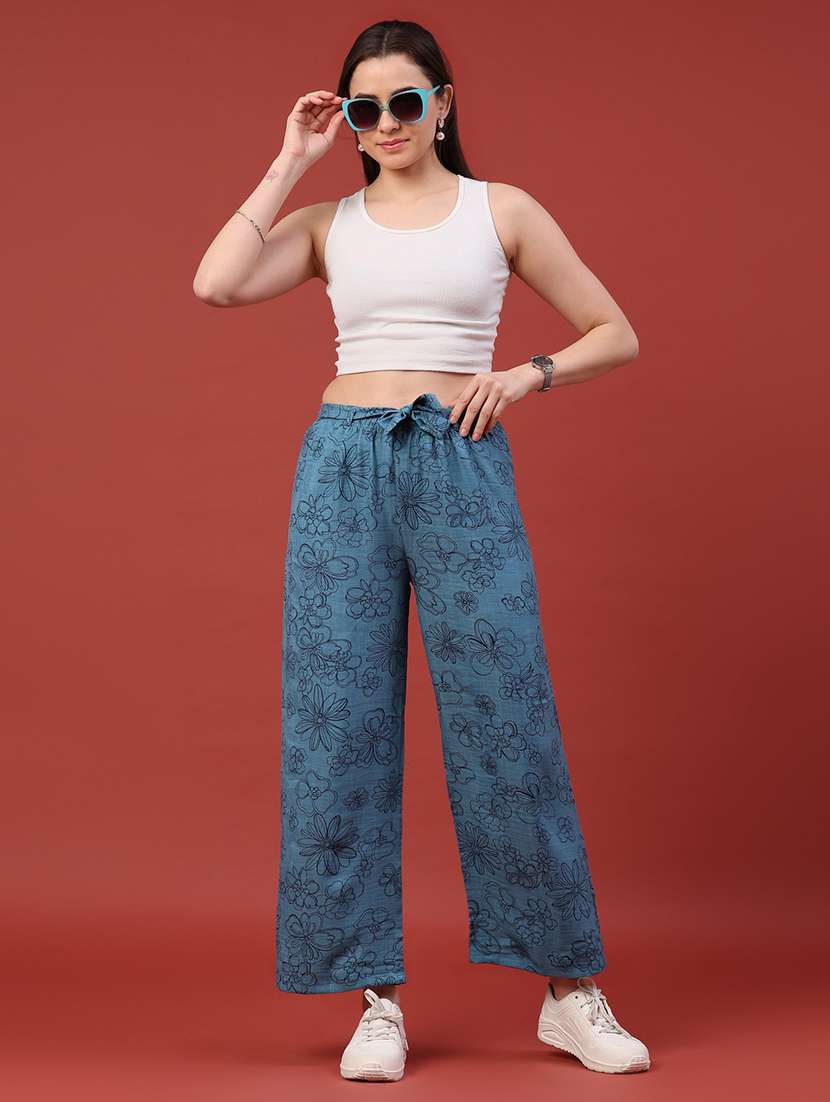 women printed mid rise wide leg trouser - 22386521 -  Standard Image - 5