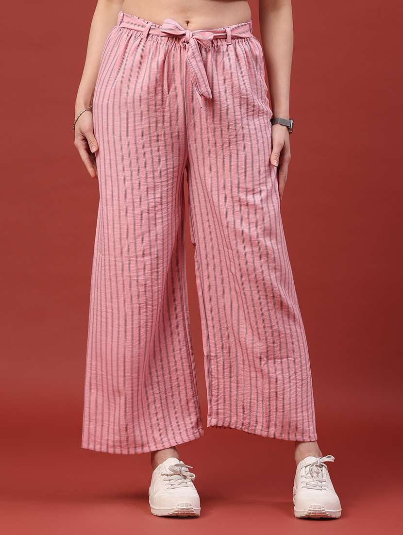 women printed mid rise wide leg trouser