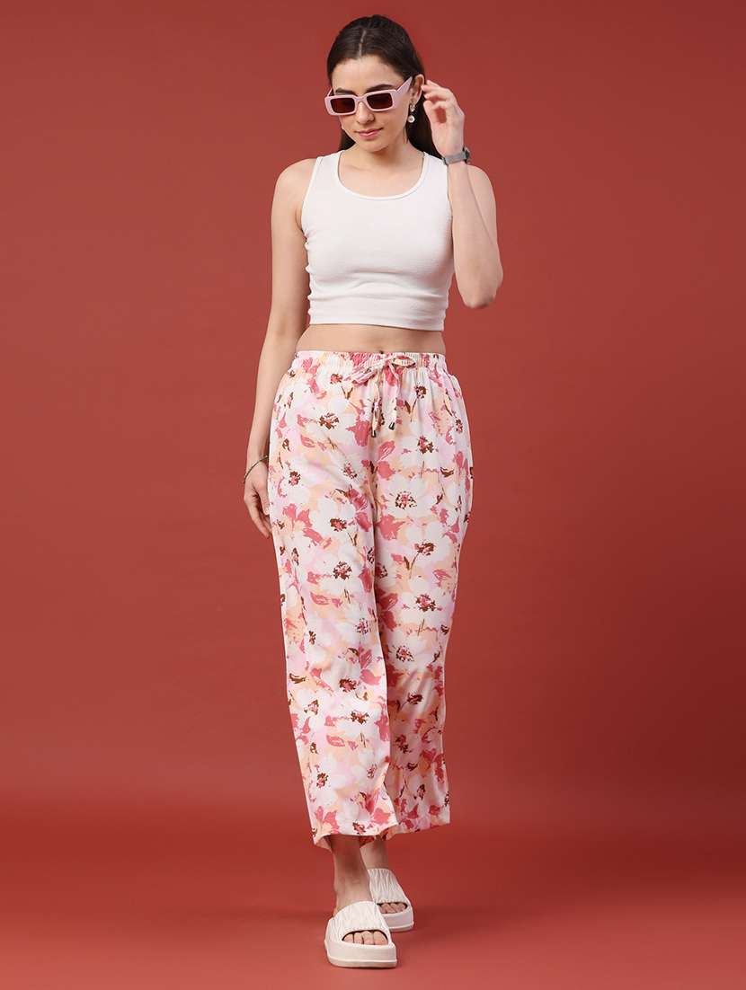 women printed mid rise wide leg trouser - 22386535 -  Standard Image - 5