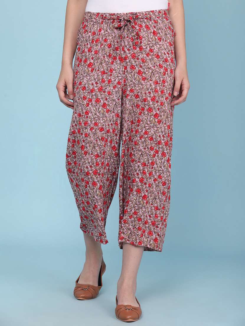 women floral printed mid rise palazzo