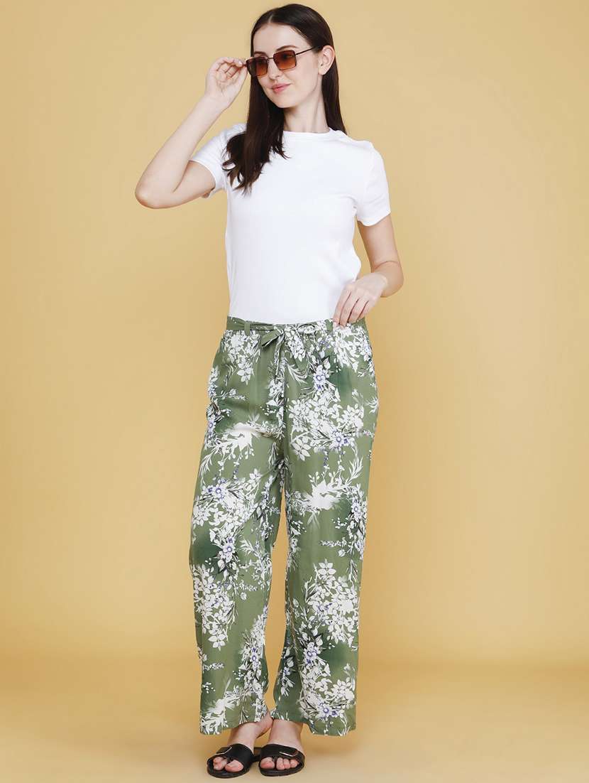 women printed mid rise wide leg trouser - 22386563 -  Standard Image - 5