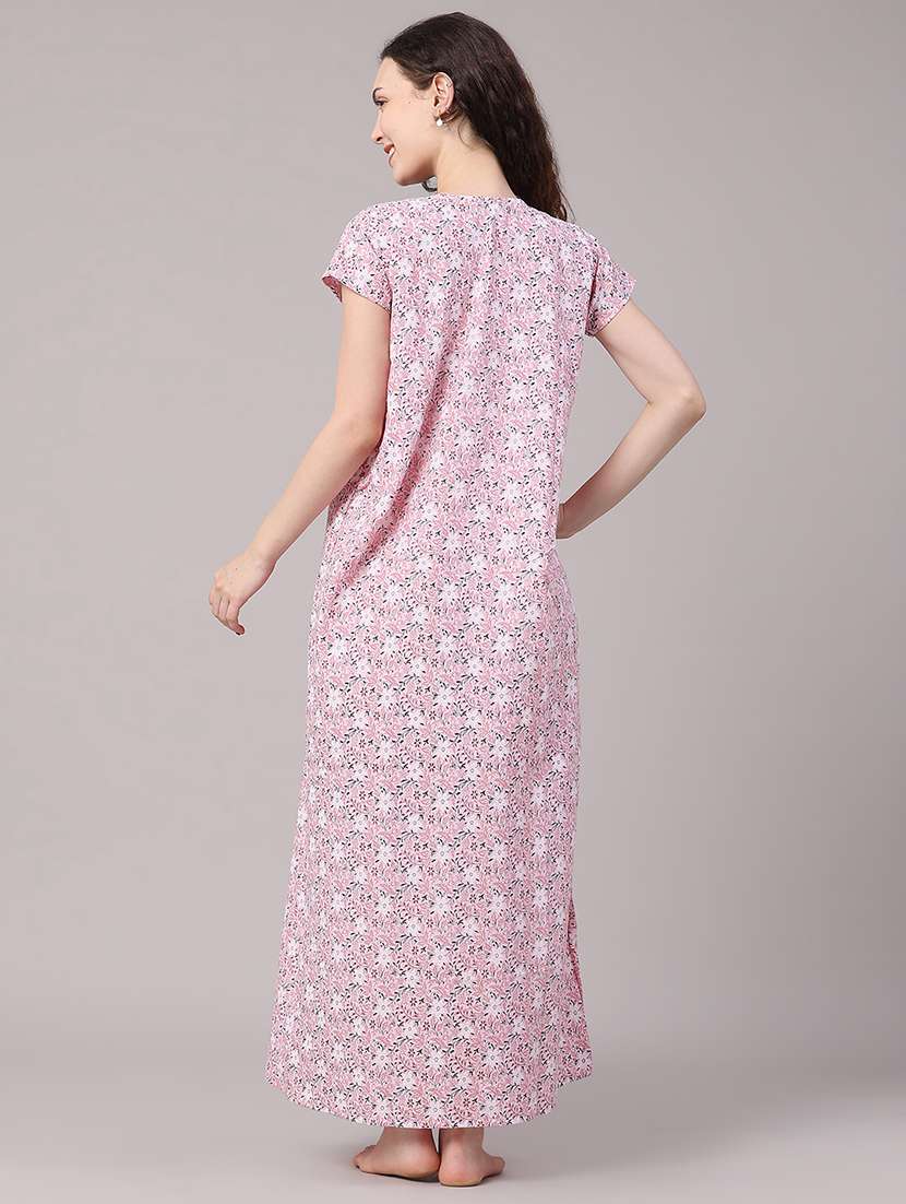 Women Printed Short Sleeves Nighty - 22386578 -  Standard Image - 5
