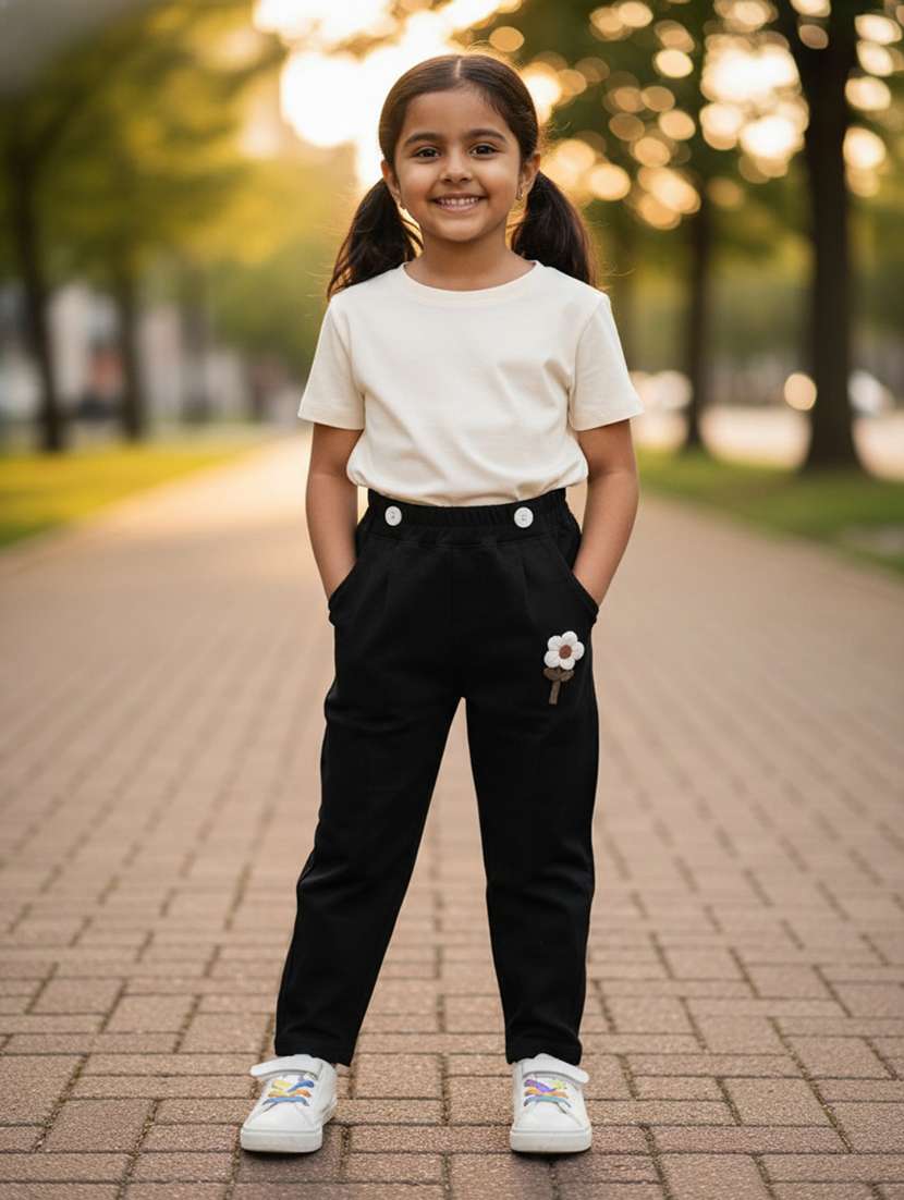 black cotton casual trouser