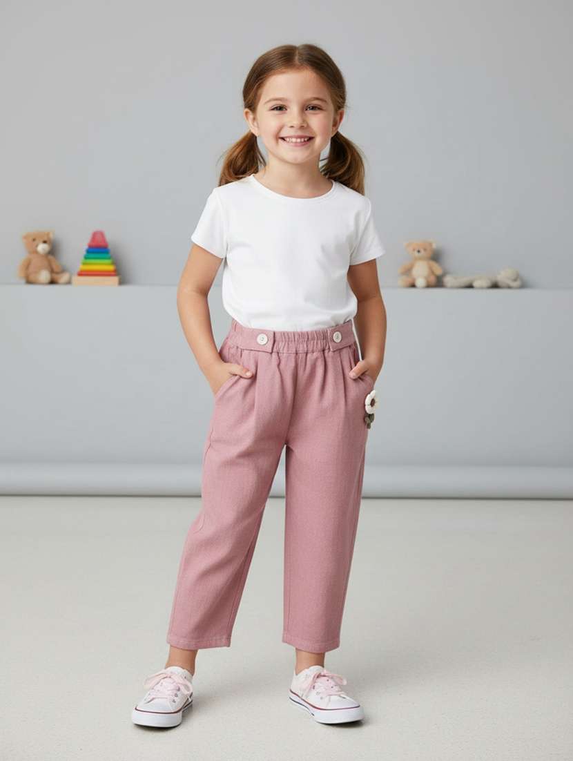 pink cotton casual trouser