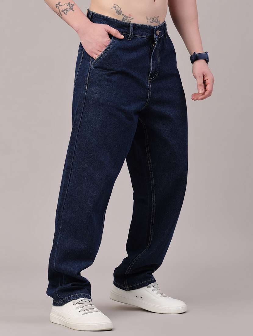 men plain mid rise full length relaxed fit jeans - 22386630 -  Standard Image - 3