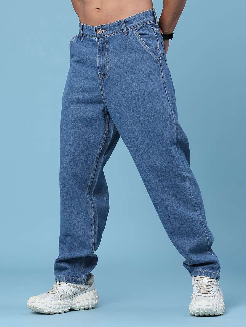 men solid mid rise baggy jeans - 22386631 -  Standard Image - 3