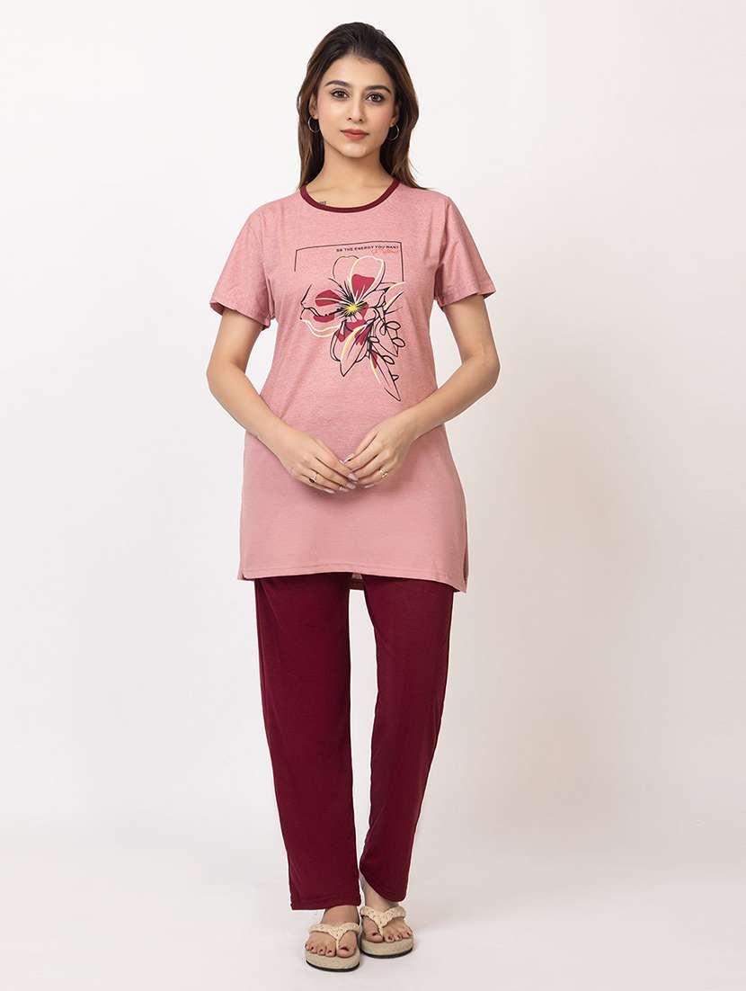women printed nightwear pyjama set