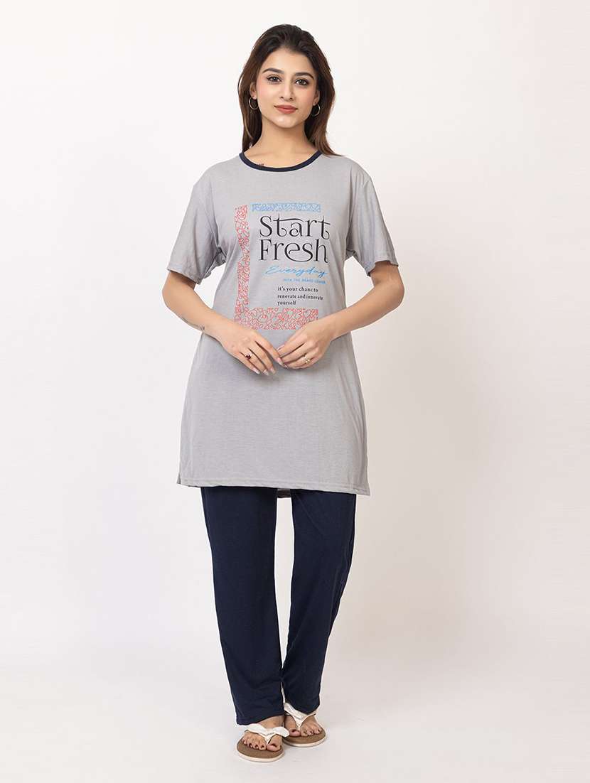 women printed nightwear pyjama set