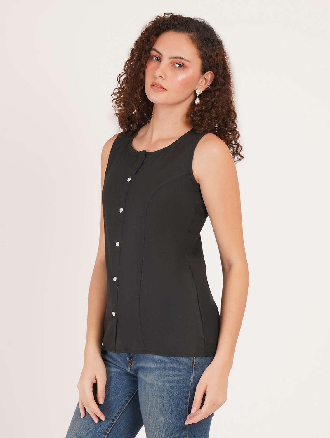 Women Solid Sleeveless A-line Top - 22386974 -  Standard Image - 3