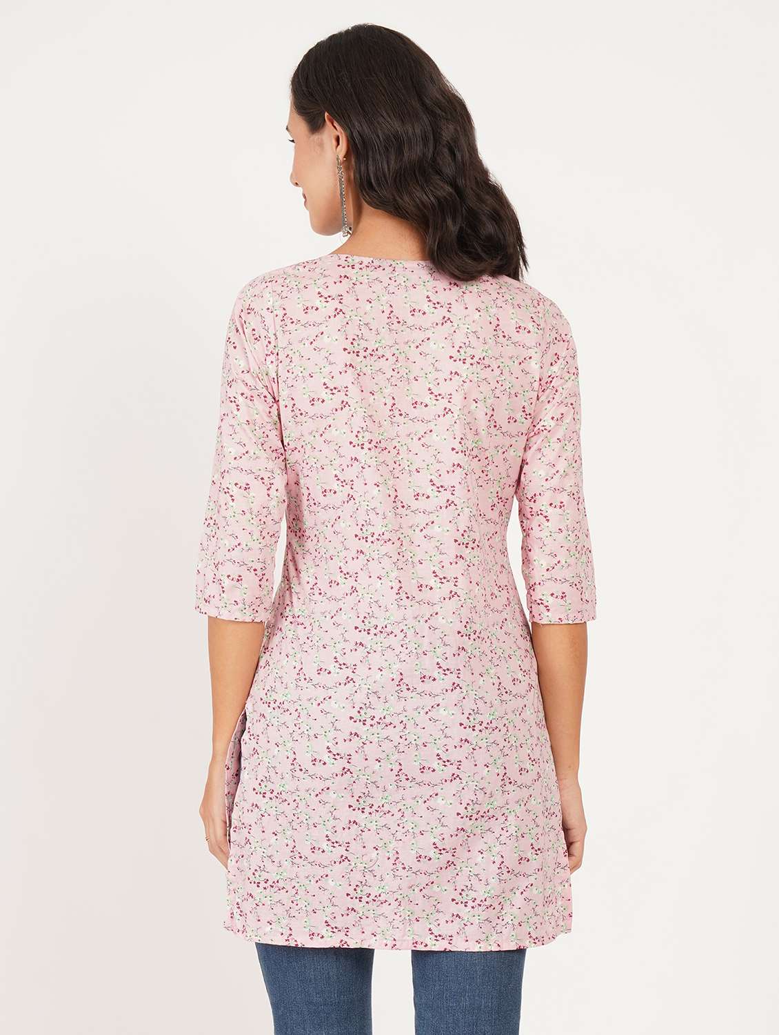 women printed three quarter sleeve straight kurti - 22387001 -  Standard Image - 3