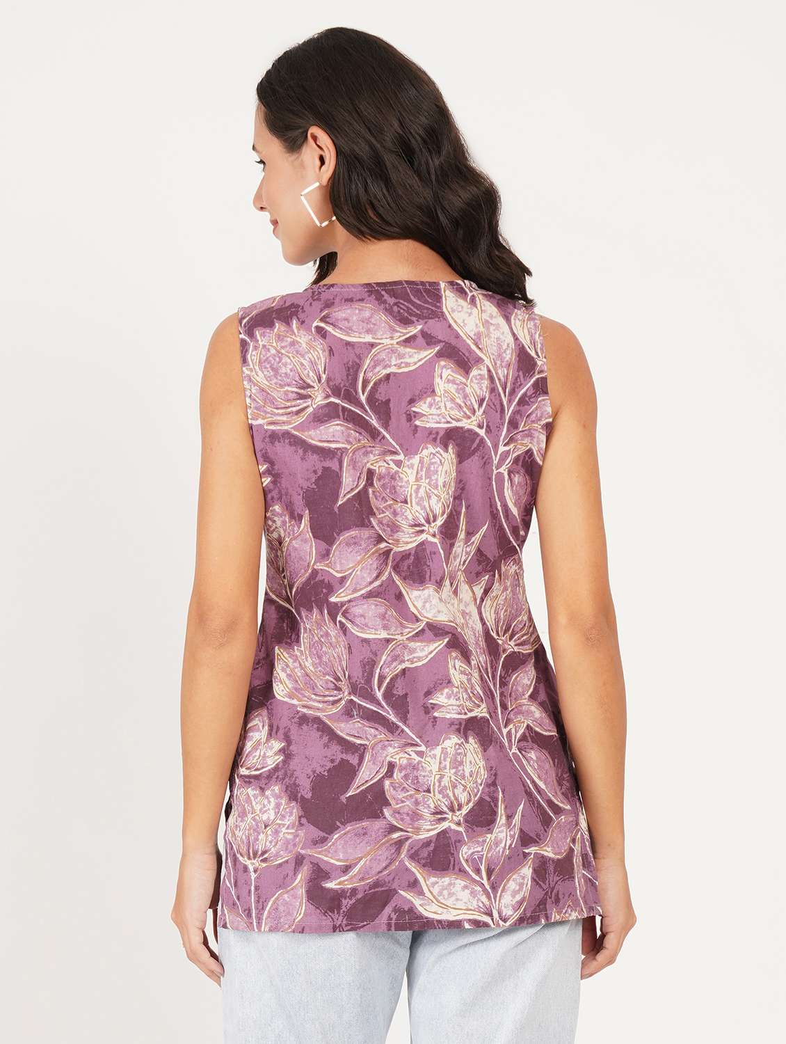 women printed notch straight kurti - 22387003 -  Standard Image - 3