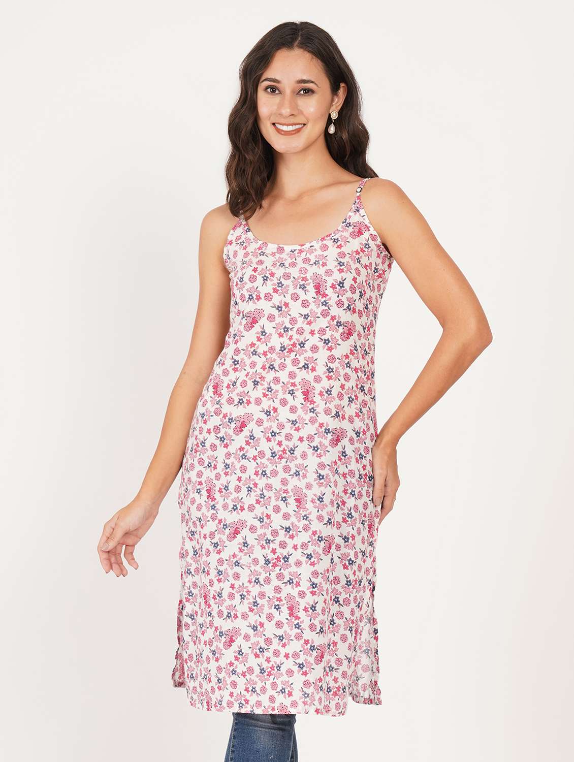 women floral shoulder strap straight kurta