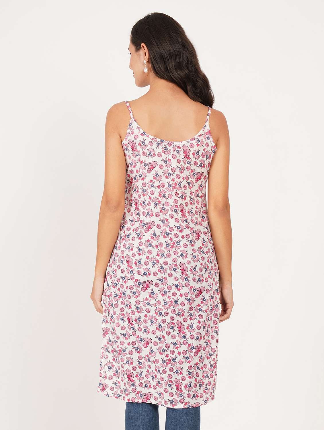 women floral shoulder strap straight kurta - 22387006 -  Standard Image - 3
