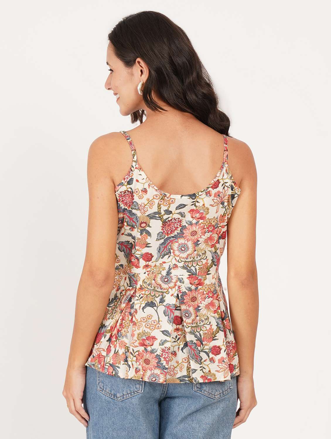 women floral printed shoulder strap ethnic top - 22387059 -  Standard Image - 3