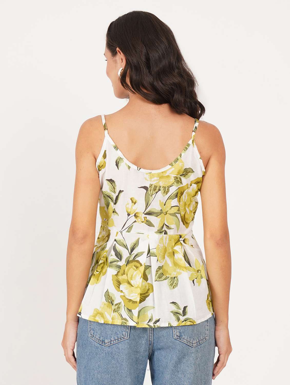 women floral printed shoulder strap ethnic top - 22387061 -  Standard Image - 3