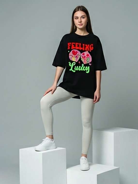 women printed short sleeve oversized t-shirt - 22387118 -  Standard Image - 3