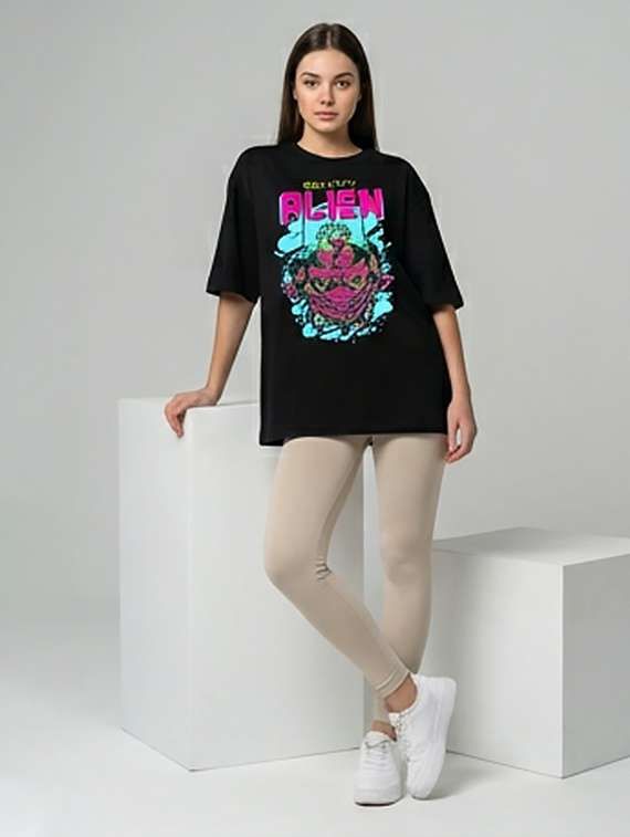women printed short sleeve oversized t-shirt - 22387121 -  Standard Image - 3