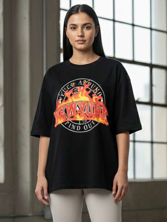 women printed short sleeve oversized t-shirt