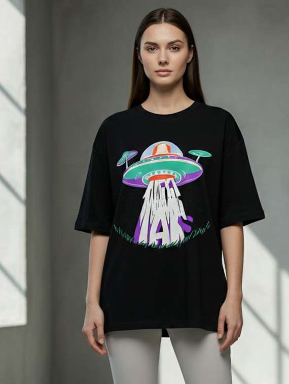 women printed short sleeve oversized t-shirt