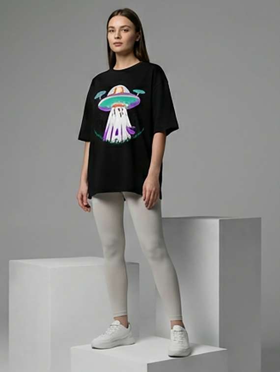 women printed short sleeve oversized t-shirt - 22387125 -  Standard Image - 3