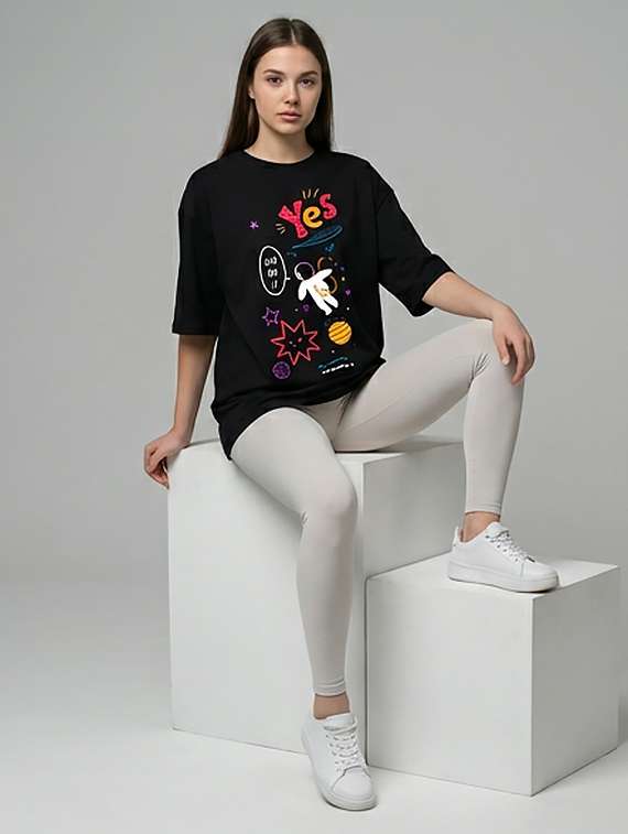 women printed short sleeve oversized t-shirt - 22387129 -  Standard Image - 3