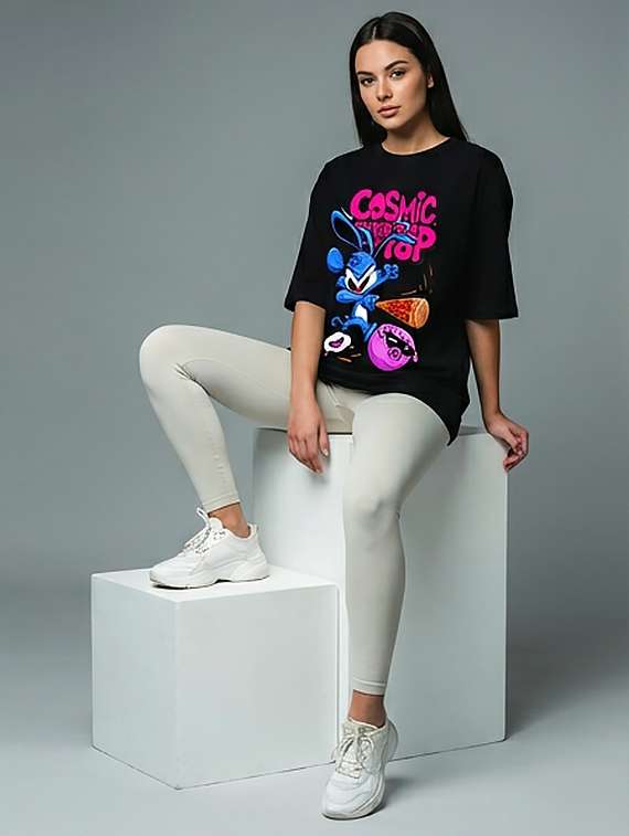 women printed short sleeve oversized t-shirt - 22387132 -  Standard Image - 3