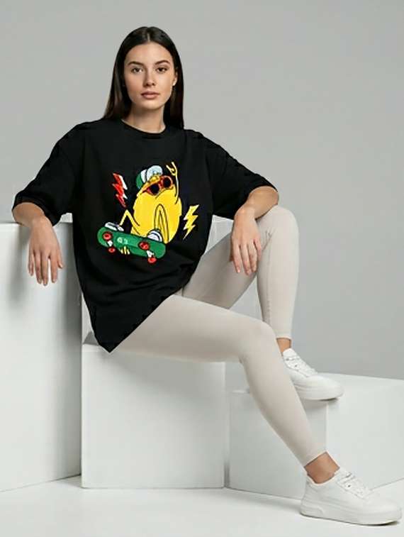 women printed short sleeve oversized t-shirt - 22387133 -  Standard Image - 3