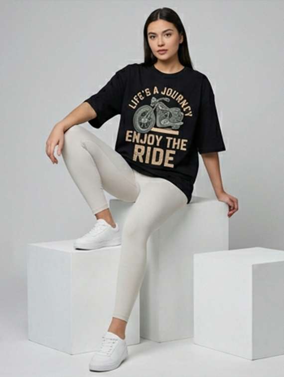 women printed short sleeve oversized t-shirt - 22387138 -  Standard Image - 3