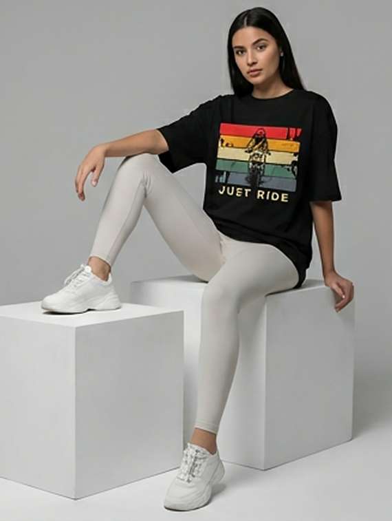 women printed short sleeve oversized t-shirt - 22387139 -  Standard Image - 3