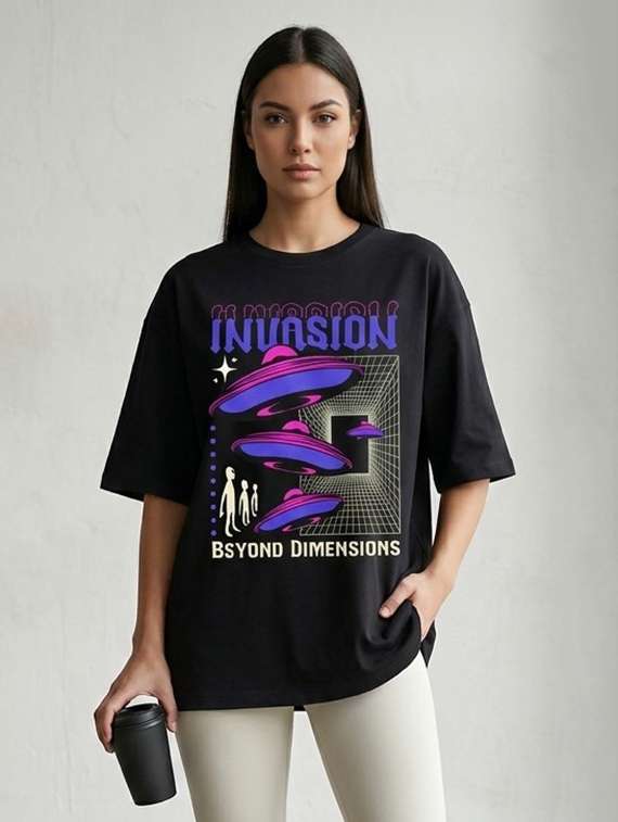 women printed short sleeve oversized t-shirt