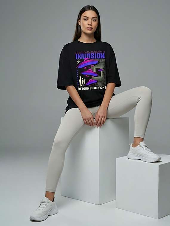 women printed short sleeve oversized t-shirt - 22387142 -  Standard Image - 3