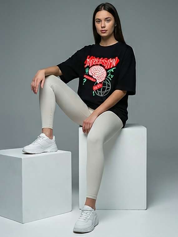 women printed short sleeve oversized t-shirt - 22387143 -  Standard Image - 3