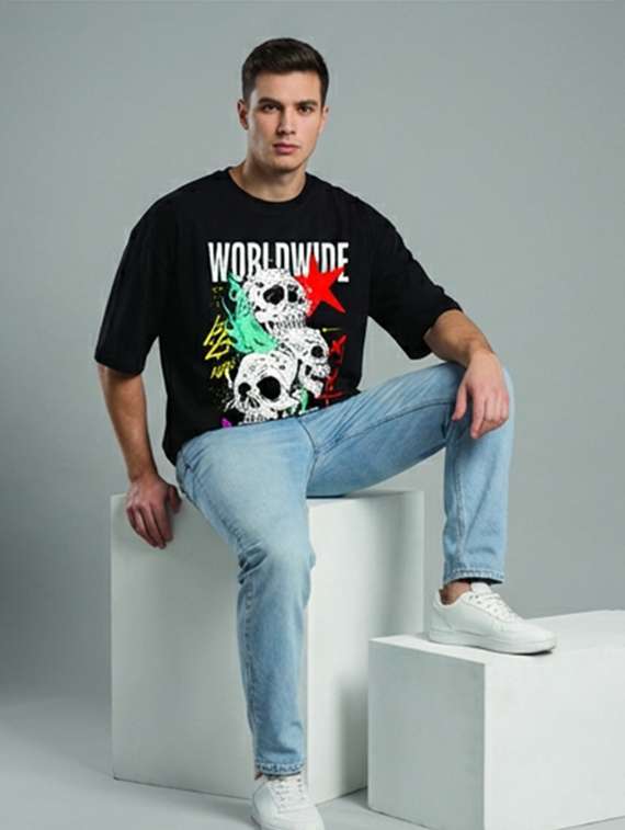 men printed short sleeve oversized t-shirt - 22387155 -  Standard Image - 3