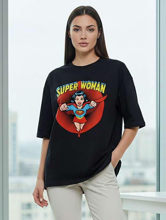 women printed short sleeve oversized t-shirt