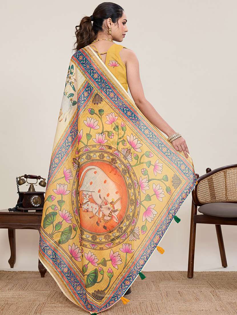 women printed casual wear saree with blouse - 22387166 -  Standard Image - 3
