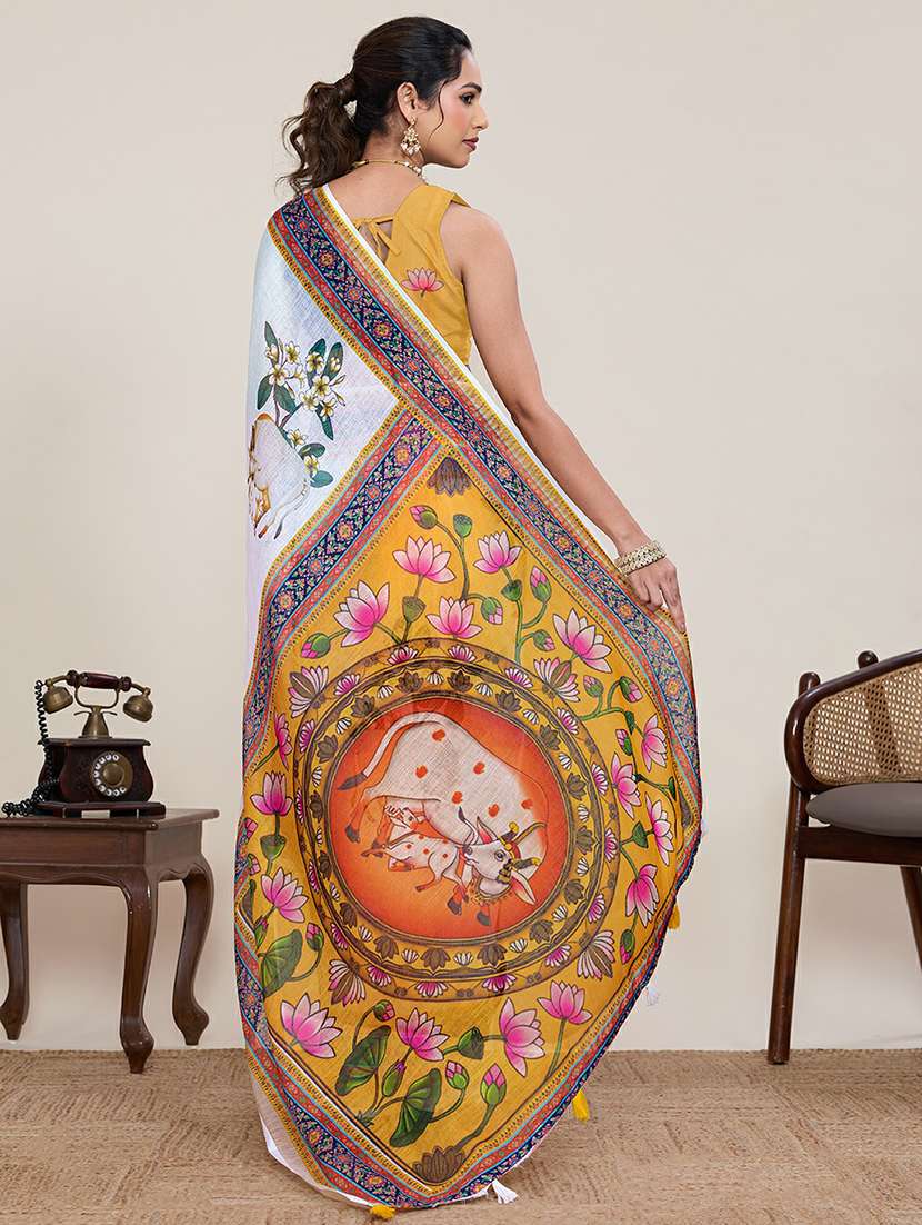 women printed casual wear saree with blouse - 22387170 -  Standard Image - 3