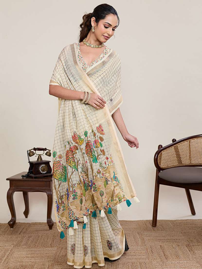 women printed casual wear saree with blouse - 22387171 -  Standard Image - 3