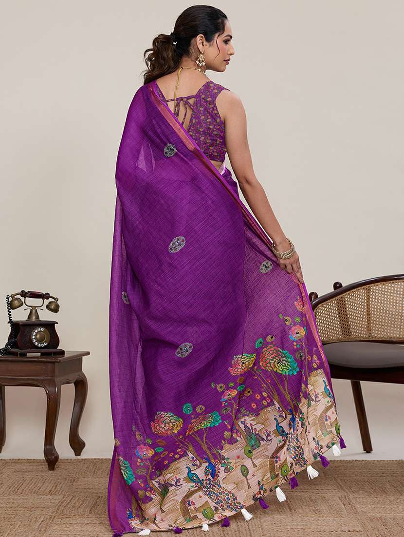 women printed casual wear saree with blouse - 22387173 -  Standard Image - 3