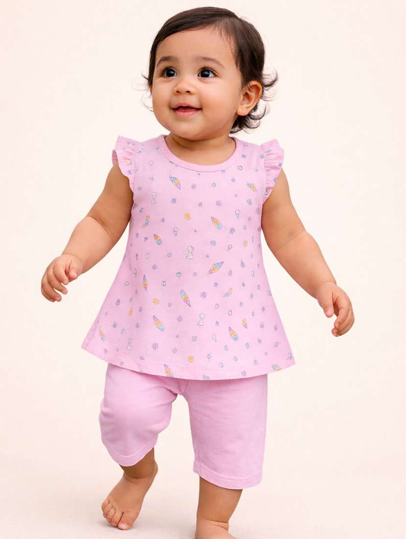 girls printed sleeveless capri set