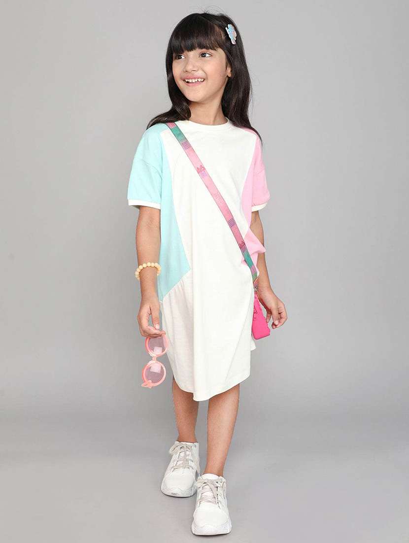 women color blocked short sleeve a-line dress