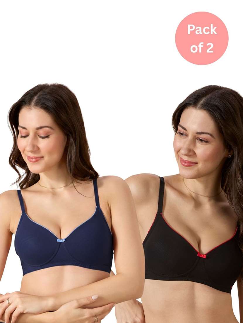 women pack of 2 solid lightly padded t-shirt bra