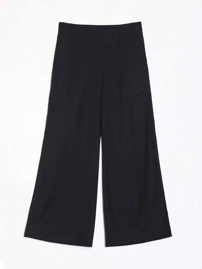 Women Solid High Rise Flared Palazzo - 22387293 -  Standard Image - 5