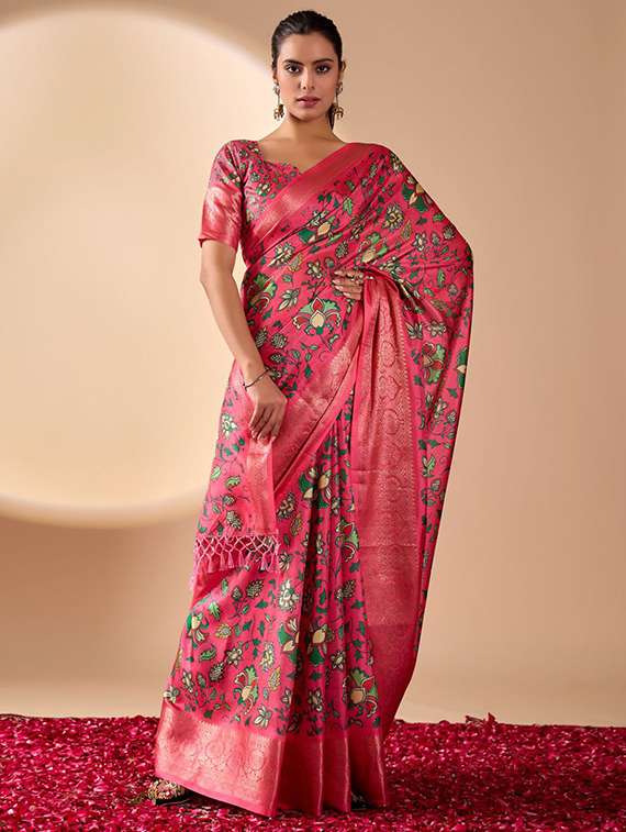 women printed casual wear saree with blouse
