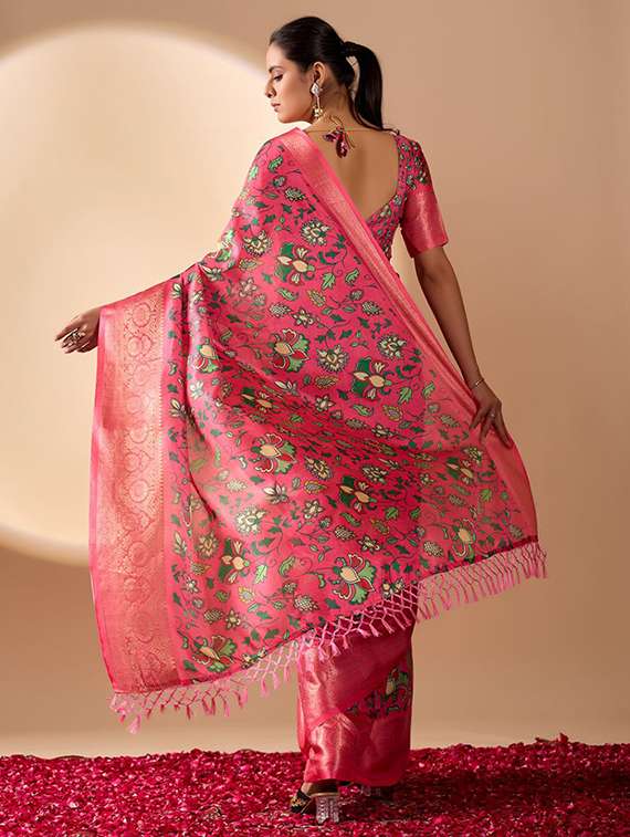 women printed casual wear saree with blouse - 22388842 -  Standard Image - 3