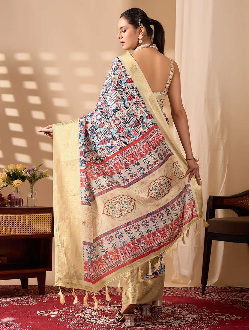 women printed casual wear saree with blouse - 22388844 -  Standard Image - 3