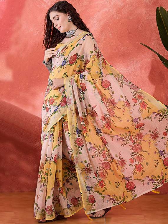 women printed casual wear saree with blouse - 22388865 -  Standard Image - 3