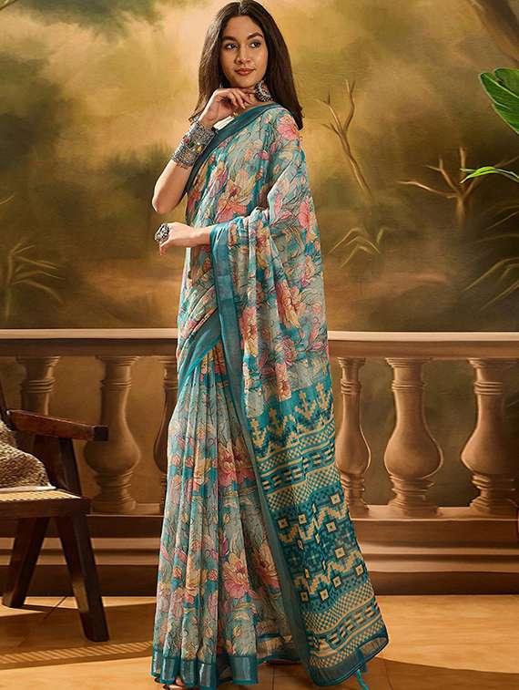 women printed casual wear saree with blouse - 22388868 -  Standard Image - 3
