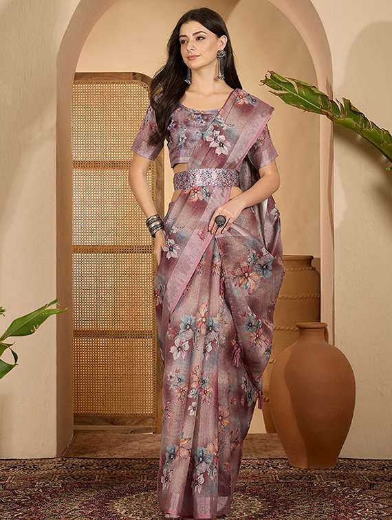 women printed casual wear saree with blouse