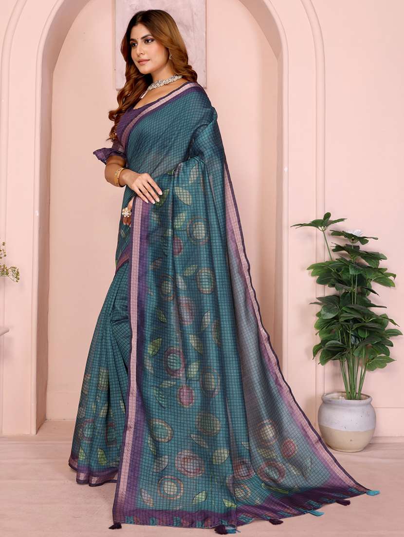 women printed casual wear saree with blouse - 22388878 -  Standard Image - 3