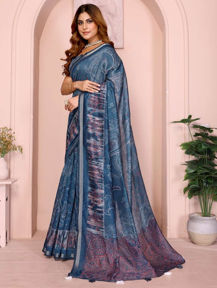 women printed casual wear saree with blouse - 22388880 -  Standard Image - 3